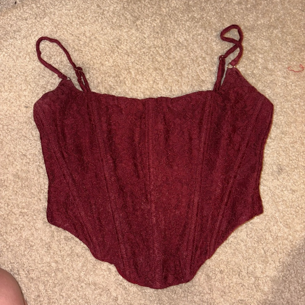 White Fox Boutique Red Sleeveless Bustier Bodysuit